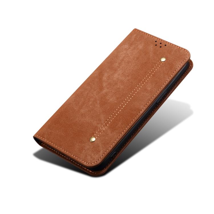 Funda de cuero con textura vaquera para Huawei Nova 14 Pro (marrón)