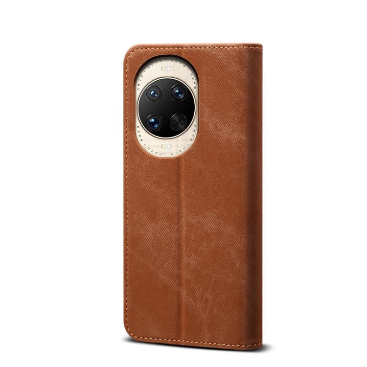 Funda de cuero con textura vaquera para Huawei Nova 14 Ultra (marrón)