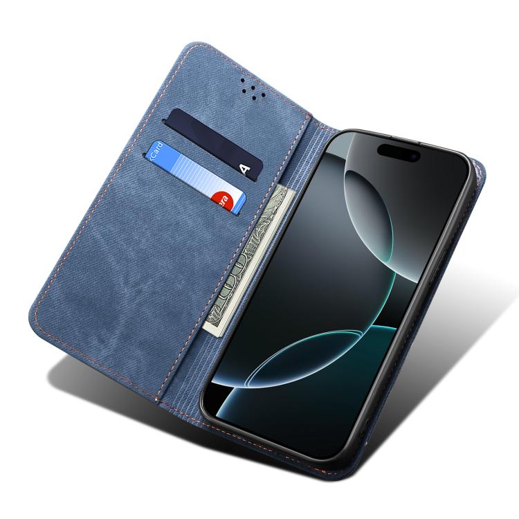 Funda de cuero con textura vaquera para Huawei Nova 14 Ultra (azul)