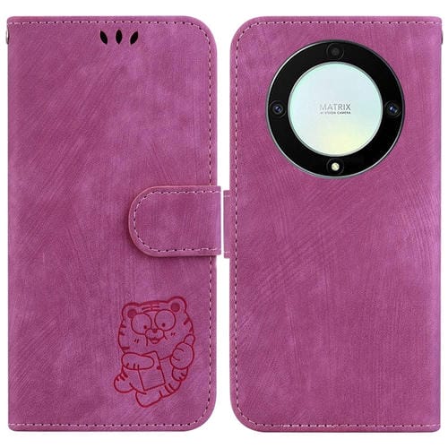 Funda para Teléfono Cuero con Relieve Little Tiger para Honor X9A (Rojo Rosa)
