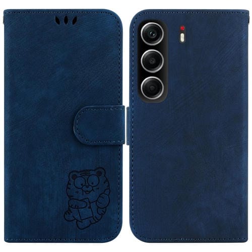 Funda de piel con relieve de tigre para Tecno Camon 40 (azul oscuro)