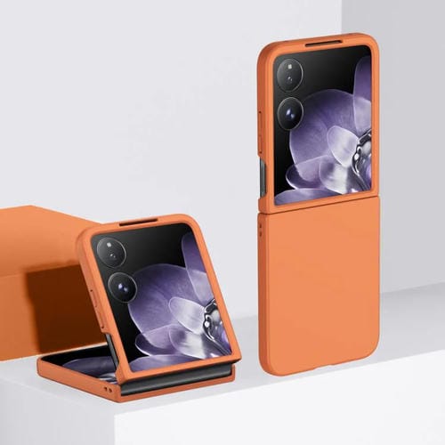 Funda de PC con textura de piel para Xiaomi Mix Flip 2 (naranja)