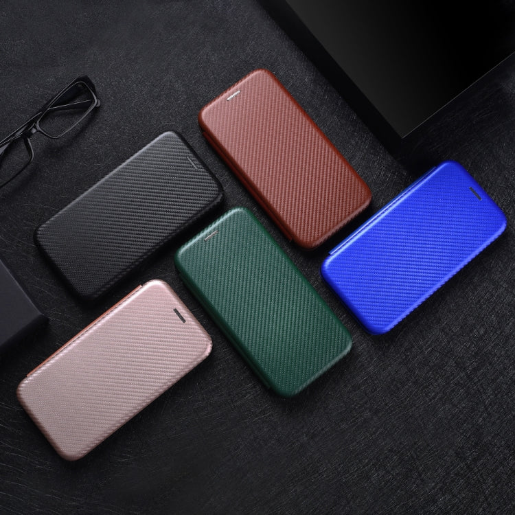 Funda de Cuero con Tapa y Textura de Fibra de Carbono para OnePlus 13 (Marrón)