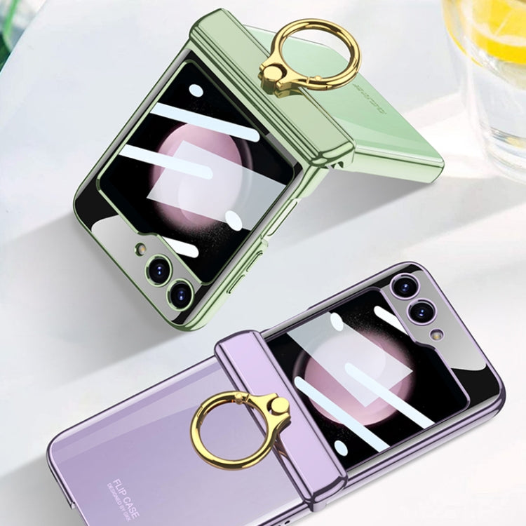 Estuche giratorio magnético plegable para Samsung Galaxy Z Flip5 Gkk con soporte para anillo (Púrpura)