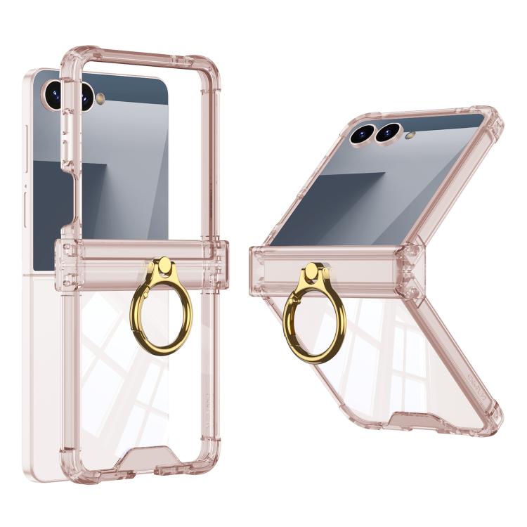 Funda de silicona con bisagra y soporte para anillo para Samsung Galaxy Z Flip7 5G Gkk Airbag (naranja transparente)