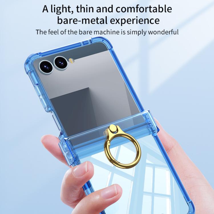 Funda de silicona con bisagra y soporte para anillo para Samsung Galaxy Z Flip7 5G Gkk Airbag (naranja transparente)