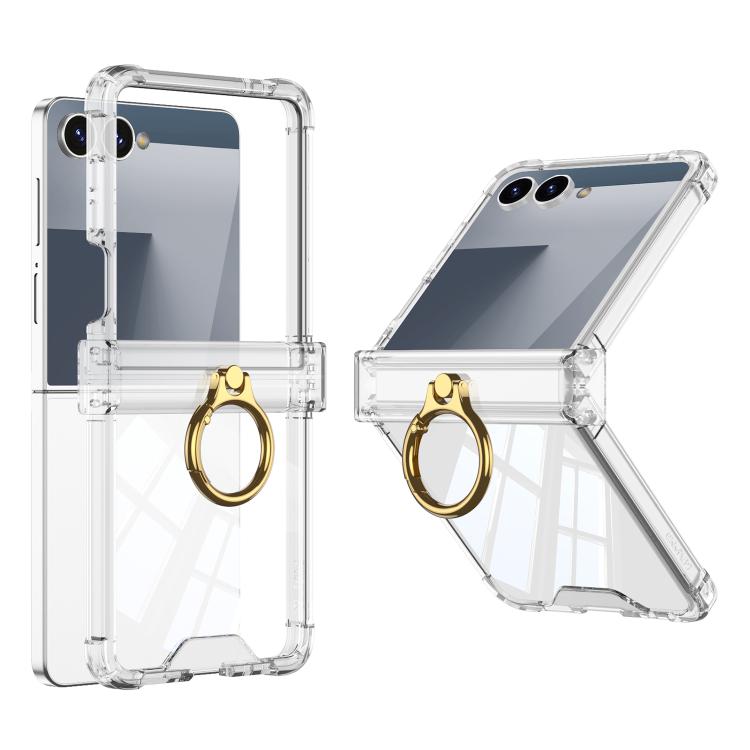 Funda de silicona con bisagra y soporte para anillo para Samsung Galaxy Z Flip7 5G Gkk Airbag (transparente)
