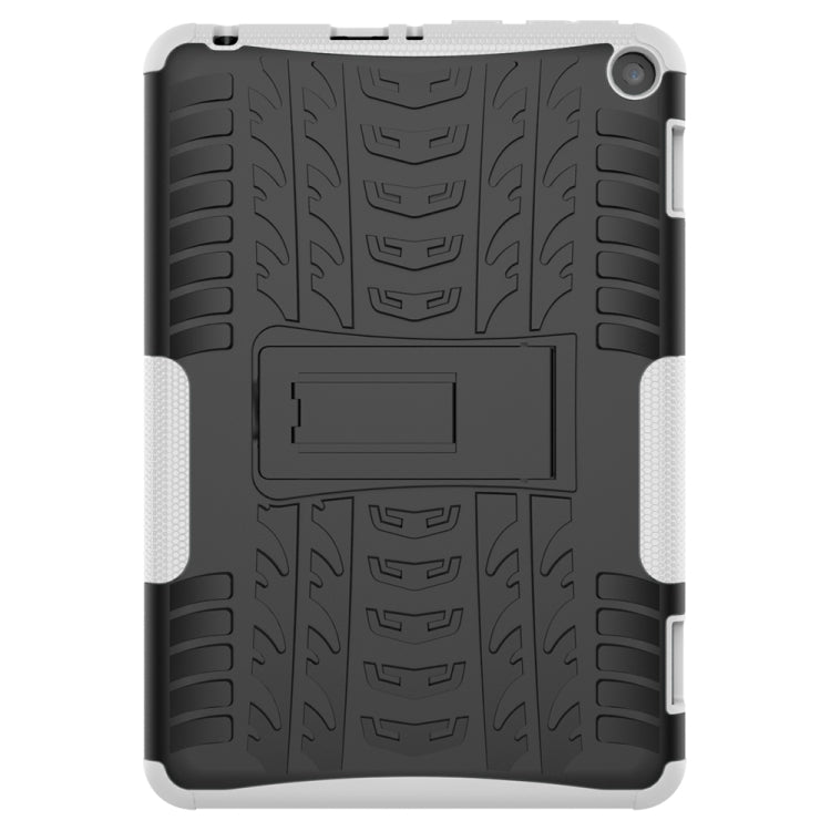 Funda Protectora para Amazon Fire HD 8 (2020) TPU + PC Textura Neumáticos Soporte (Blanco)