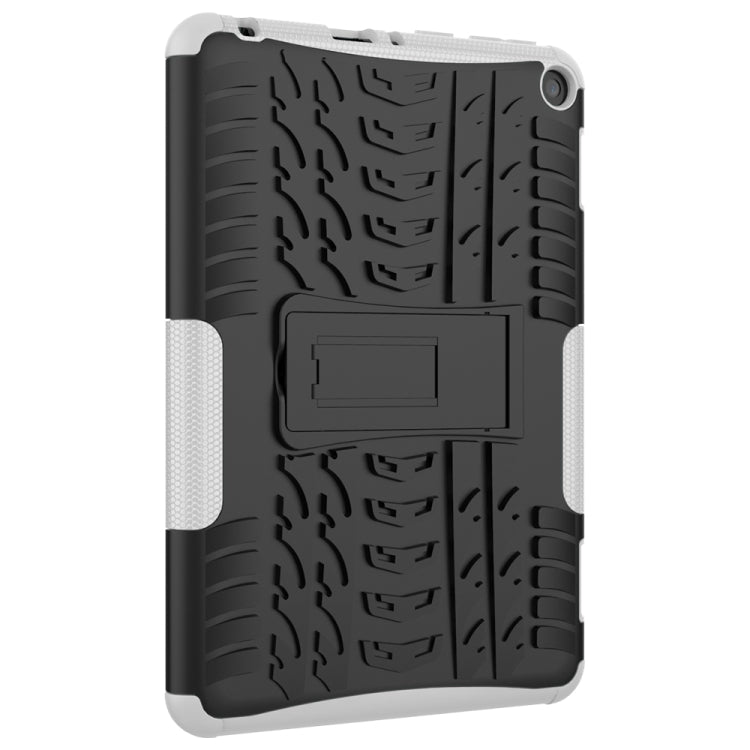 Funda Protectora para Amazon Fire HD 8 (2020) TPU + PC Textura Neumáticos Soporte (Blanco)