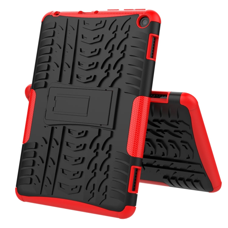 Funda Protectora para Amazon Fire HD 8 (2020) TPU + PC Textura Neumáticos Soporte (Rojo)