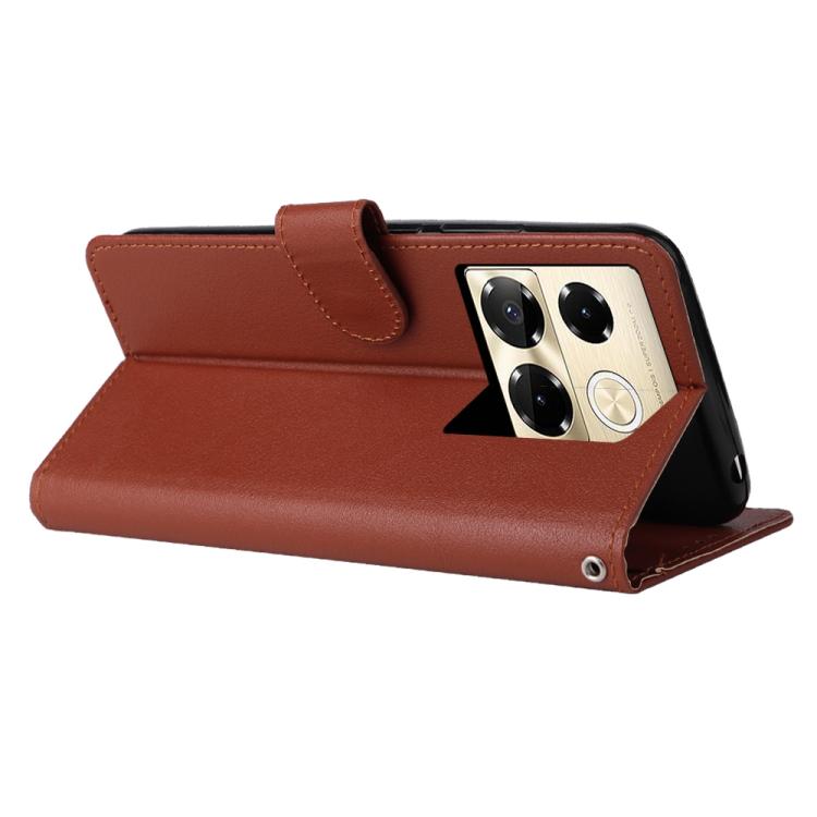 Funda de Cuero Multifuncional para Infinix Note 40 Pro 5G / 4G / 40 Pro+ 5G con 3 Ranuras (Marrón)