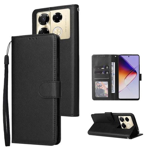Funda de Cuero Multifuncional para Teléfono Infinix Note 40 Pro 5G / 4G / 40 Pro+ 5G con 3 Ranuras para Tarjetas (Negro)