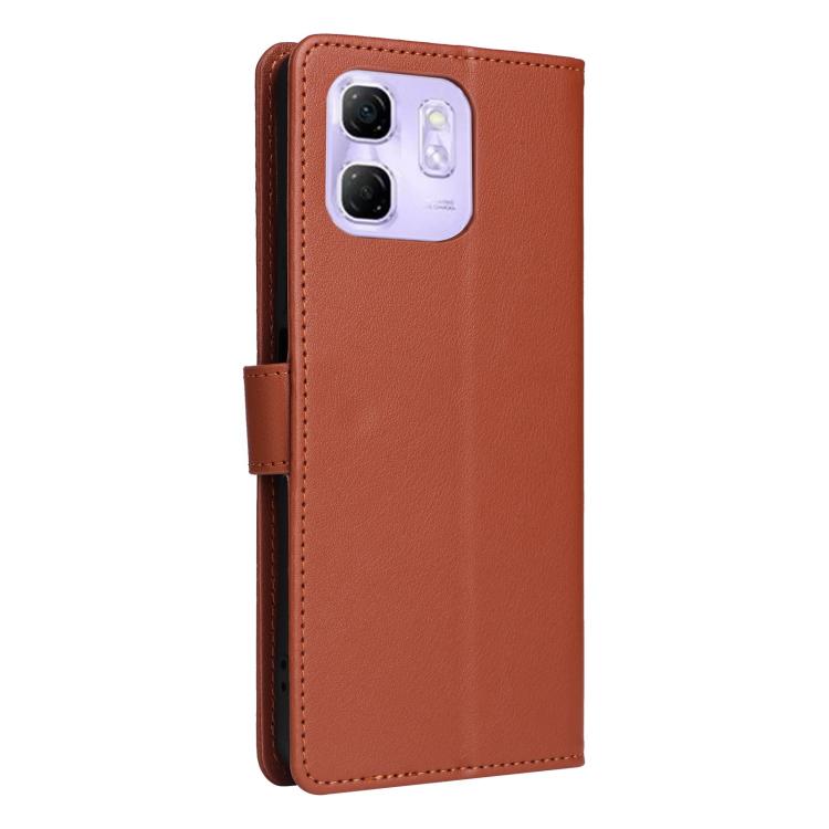 Funda de Cuero Multifuncional para Infinix Hot 50I 4G y Smart 9 4G con 3 Ranuras (Marrón)