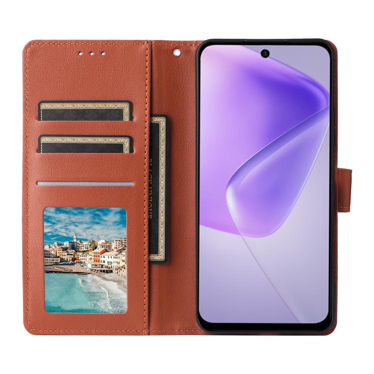Funda de Cuero Multifuncional para Infinix Hot 50I 4G y Smart 9 4G con 3 Ranuras (Marrón)