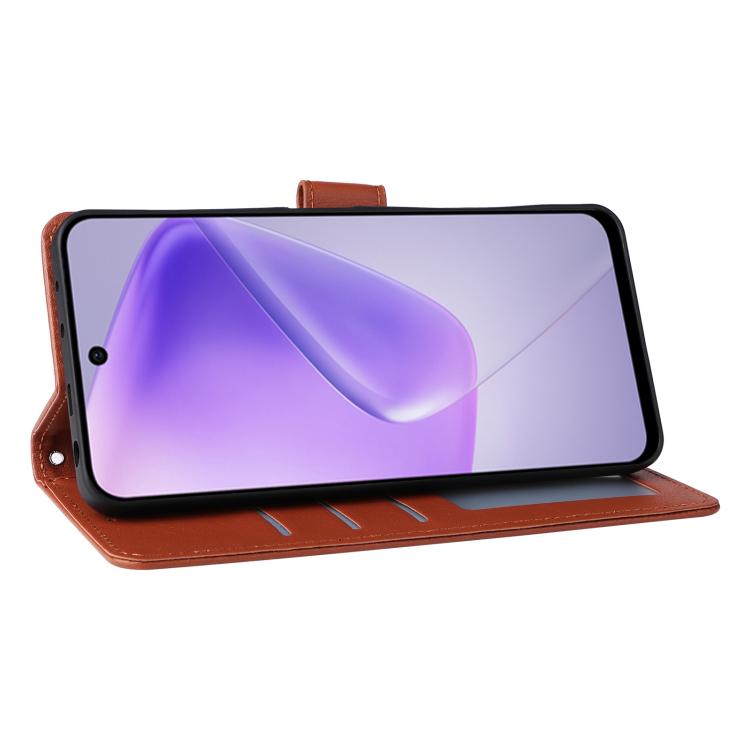 Funda de Cuero Multifuncional para Infinix Hot 50I 4G y Smart 9 4G con 3 Ranuras (Marrón)