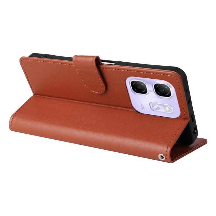 Funda de Cuero Multifuncional para Infinix Hot 50I 4G y Smart 9 4G con 3 Ranuras (Marrón)