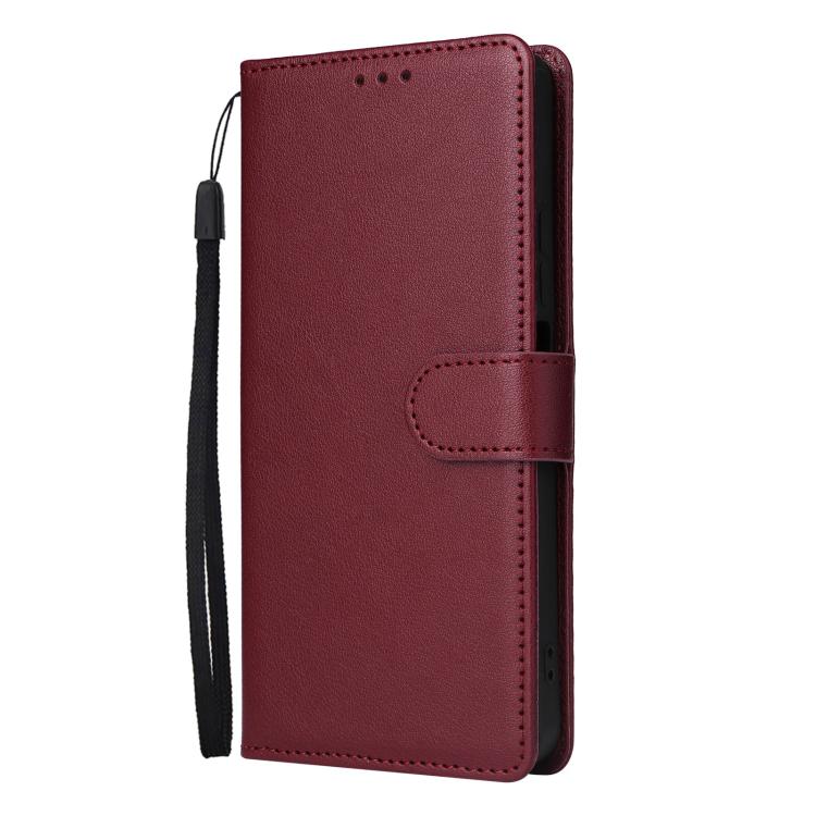 Funda de Cuero Multifuncional para Infinix Hot 50I 4G y Smart 9 4G con 3 Ranuras (Rojo Vino)