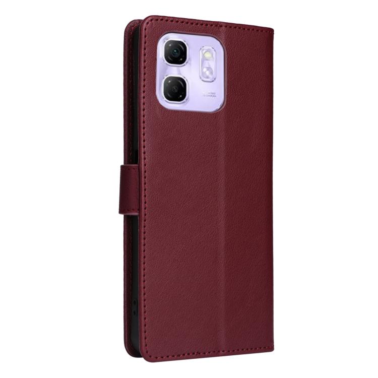 Funda de Cuero Multifuncional para Infinix Hot 50I 4G y Smart 9 4G con 3 Ranuras (Rojo Vino)