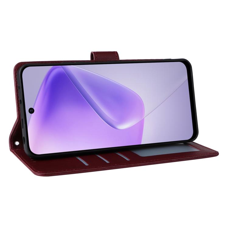 Funda de Cuero Multifuncional para Infinix Hot 50I 4G y Smart 9 4G con 3 Ranuras (Rojo Vino)