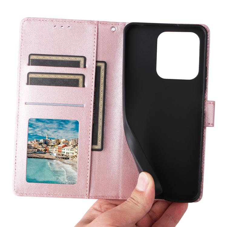 Funda de cuero multifuncional con 3 ranuras para tarjetas para Infinix Hot 40/40 Pro (oro rosa)