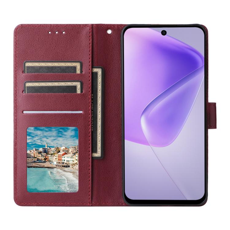 Funda de cuero multifuncional con 3 ranuras para tarjetas para Infinix Hot 40/40 Pro (rojo vino)