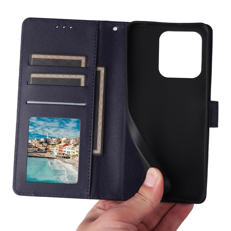 Funda de cuero multifuncional con 3 ranuras para tarjetas para Infinix Hot 40/40 Pro (azul oscuro)