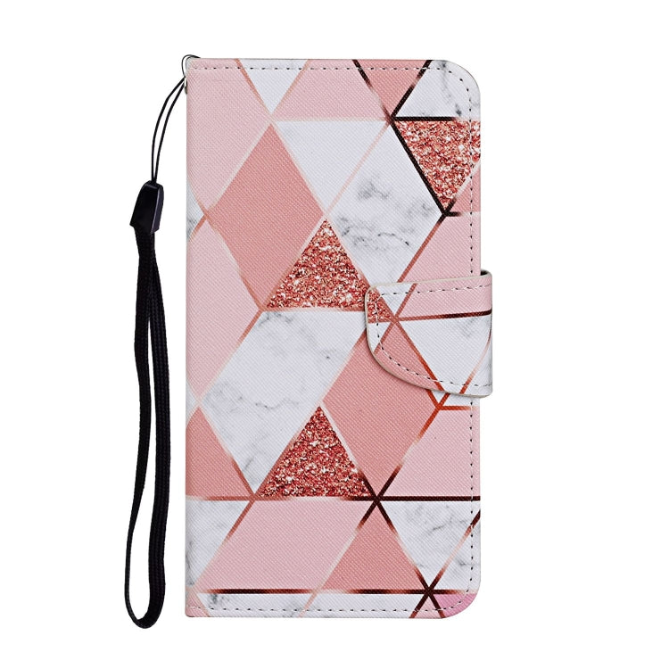 Para Huawei P30 Funda de cuero con tapa horizontal con patrón de dibujo coloreado con soporte, ranuras para tarjetas y billetera (mármol)