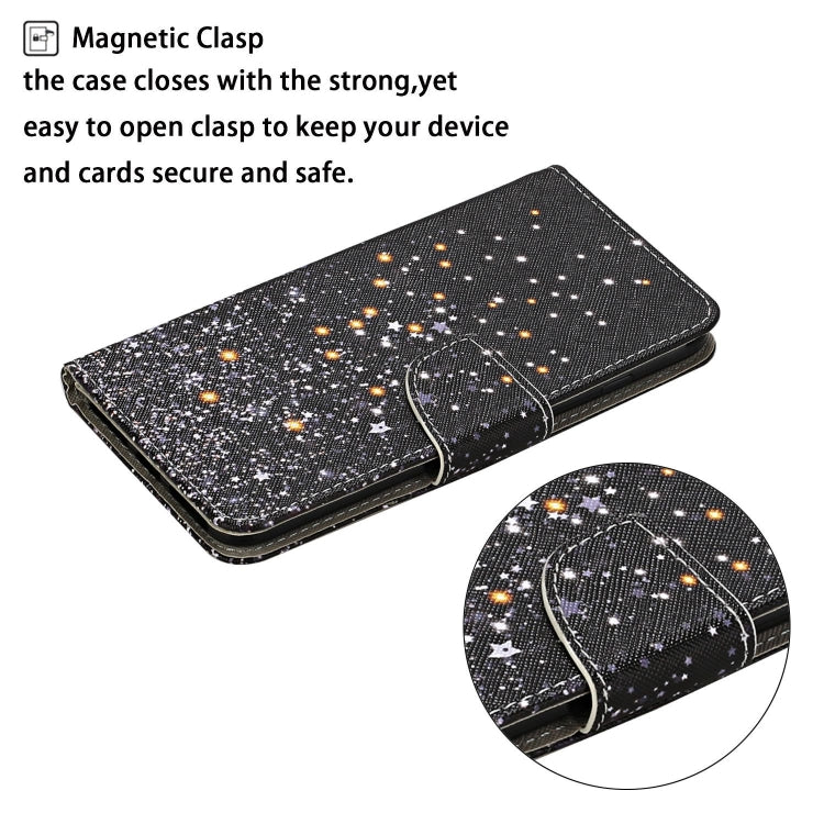 Para Huawei P30 Pro Funda de cuero con tapa horizontal con patrón de dibujo en color con soporte, ranuras para tarjetas y billetera (Black Star)