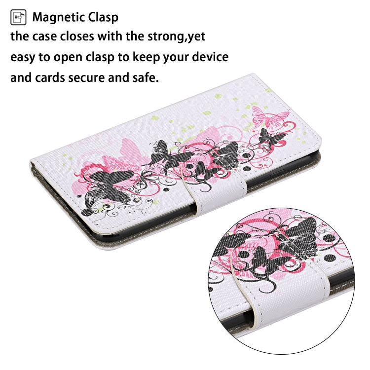 Para Huawei Y5 lite / Y5 Prime (2018) Patrón de dibujo de colores Funda de cuero con tapa horizontal con soporte, ranuras para tarjetas y billetera (cuatro mariposas)