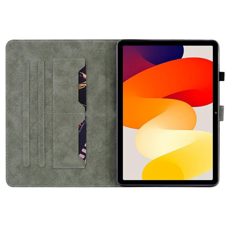 Funda de cuero con tapa y estampado de tigre para Redmi Pad 2 / Redmi Pad SE 11 2025 (gris)