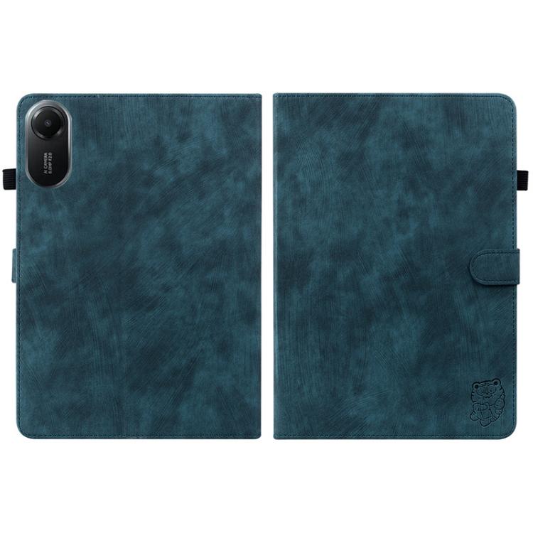 Funda de cuero con tapa y estampado de tigre para Redmi Pad 2 / Redmi Pad SE 11 2025 (azul oscuro)