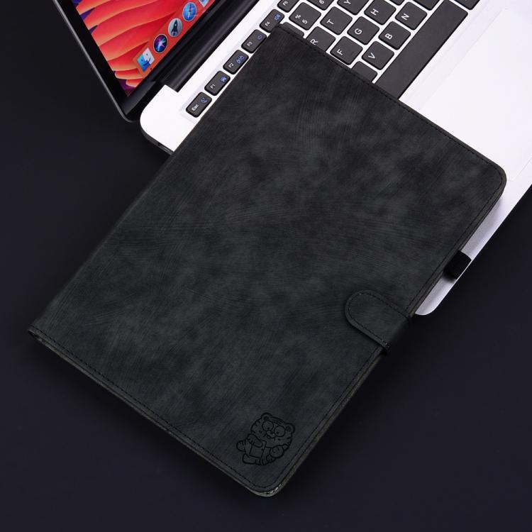 Funda de cuero con tapa y diseño de tigre para Redmi Pad 2 / Redmi Pad SE 11 2025 (negra)