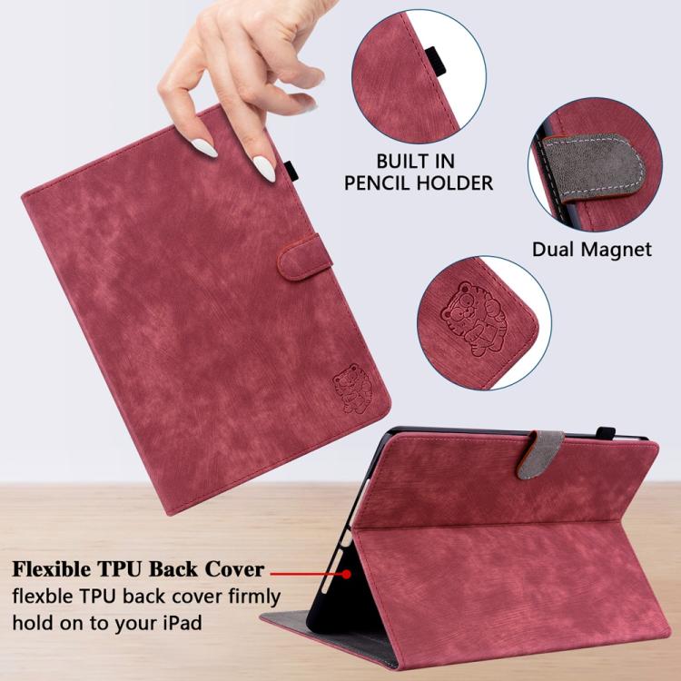 Funda de cuero con tapa y estampado de tigre para Xiaomi Redmi K Pad de 8,8 pulgadas (roja)