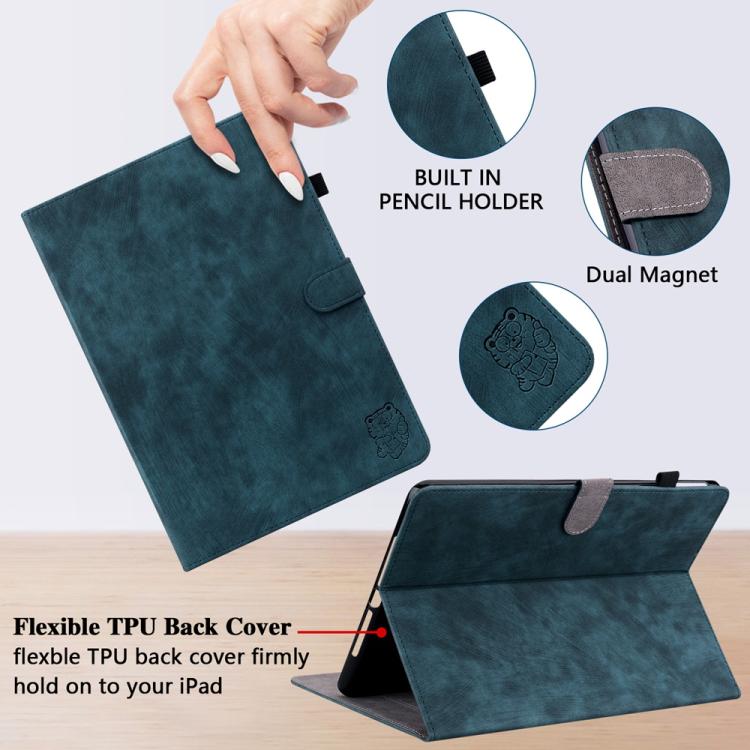 Funda de cuero con tapa y estampado de tigre para Xiaomi Redmi K Pad de 8,8 pulgadas (azul oscuro)