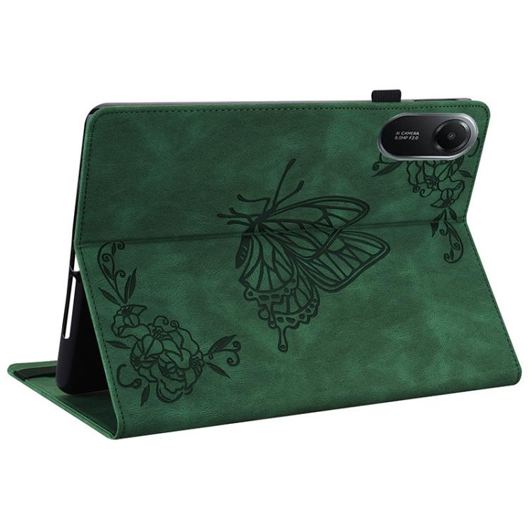 Funda de cuero con relieve de mariposa para Redmi Pad 2 / Redmi Pad SE 11 2025 (verde)