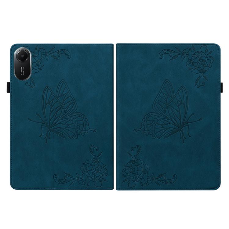 Funda de cuero con relieve de mariposa para Redmi Pad 2 / Redmi Pad SE 11 2025 (azul)