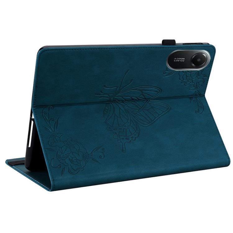 Funda de cuero con relieve de mariposa para Redmi Pad 2 / Redmi Pad SE 11 2025 (azul)