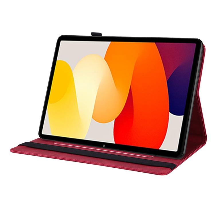 Funda de cuero con estampado de mariposas y flores para Redmi Pad 2 / Redmi Pad SE 11 2025 (roja)