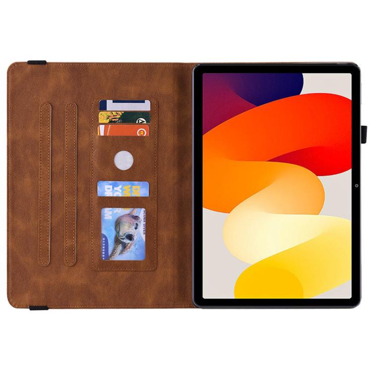 Funda de cuero con relieve de mariposa para Redmi Pad 2 / Redmi Pad SE 11 2025 (marrón)
