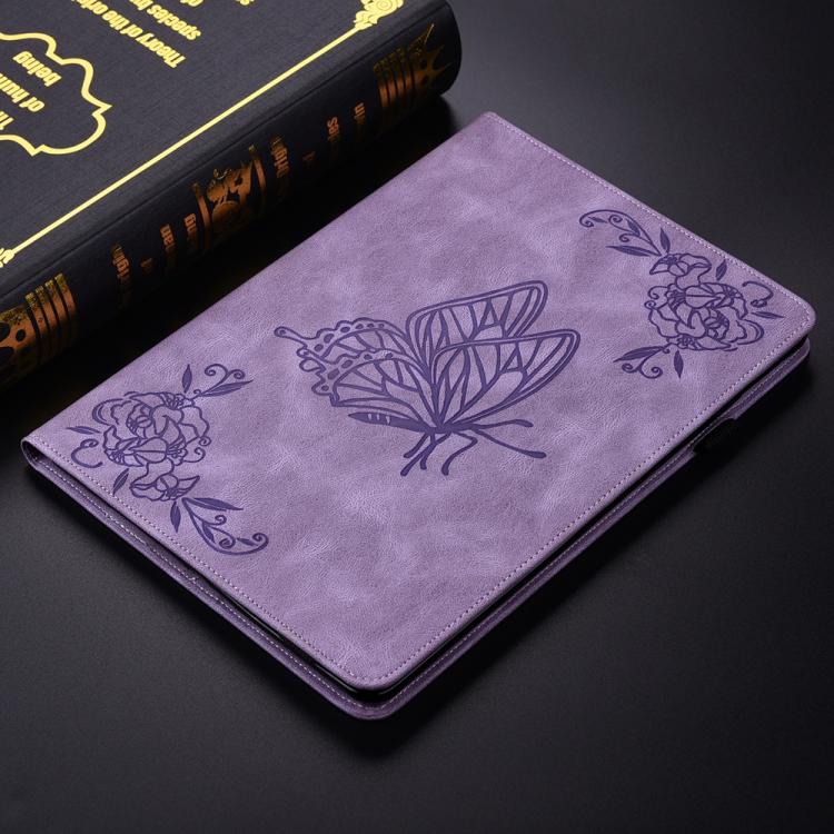 Funda de cuero con estampado de mariposas y flores para Redmi Pad 2 / Redmi Pad SE 11 2025 (morado)