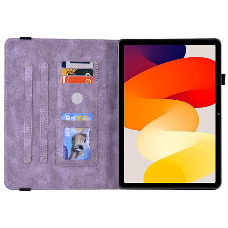 Funda de cuero con estampado de mariposas y flores para Redmi Pad 2 / Redmi Pad SE 11 2025 (morado)