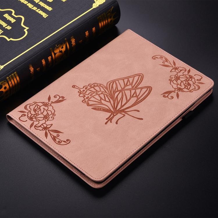 Funda de cuero con relieve de mariposa para Redmi Pad 2 / Redmi Pad SE 11 2025 (oro rosa)