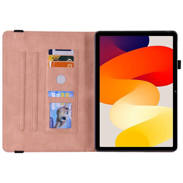 Funda de cuero con relieve de mariposa para Redmi Pad 2 / Redmi Pad SE 11 2025 (oro rosa)