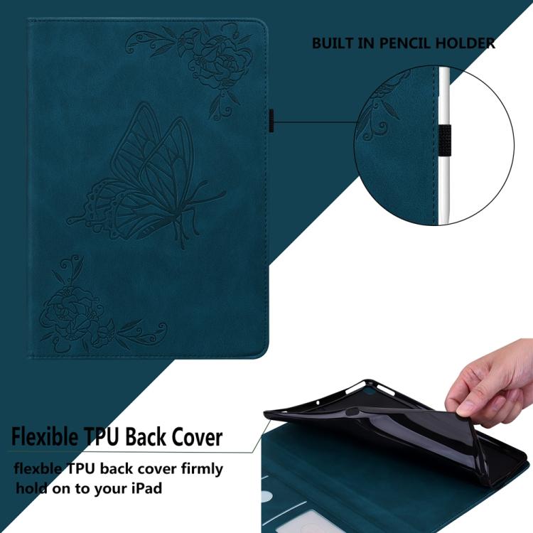 Funda de cuero con relieve de mariposa para tableta Xiaomi Redmi K Pad de 8,8 pulgadas (azul)