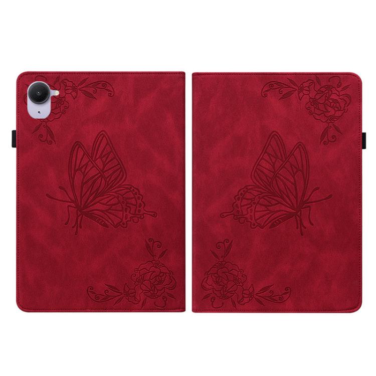 Funda de cuero con relieve de mariposa para tableta Xiaomi Redmi K Pad de 8,8 pulgadas (roja)