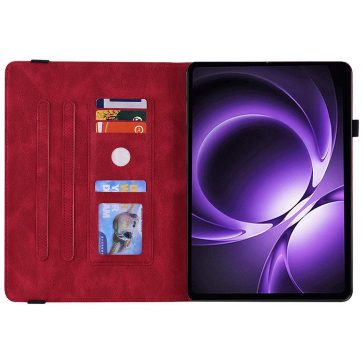 Funda de cuero con relieve de mariposa para tableta Xiaomi Redmi K Pad de 8,8 pulgadas (roja)