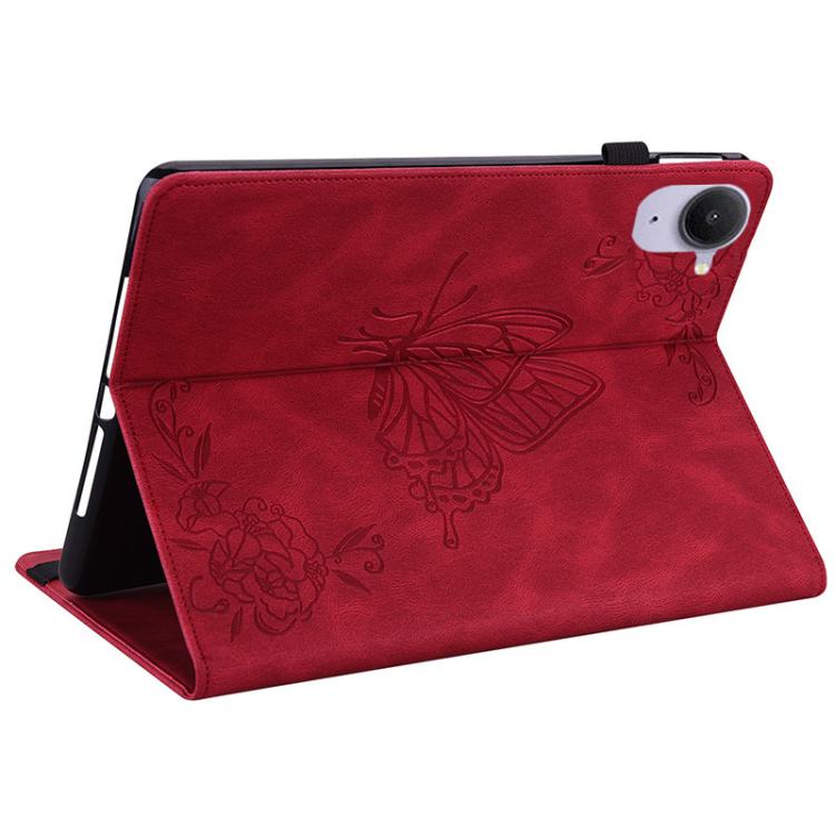 Funda de cuero con relieve de mariposa para tableta Xiaomi Redmi K Pad de 8,8 pulgadas (roja)