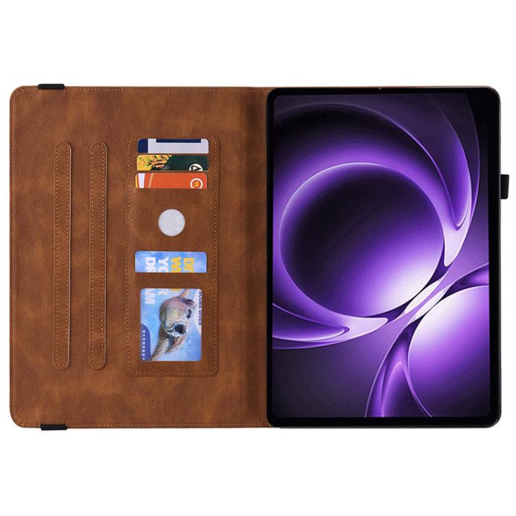 Funda de cuero con relieve de mariposa para tableta Xiaomi Redmi K Pad de 8,8 pulgadas (marrón)