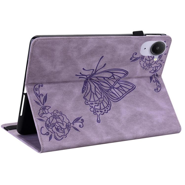 Funda de cuero con relieve de mariposa para tableta Xiaomi Redmi K Pad de 8,8 pulgadas (morado)