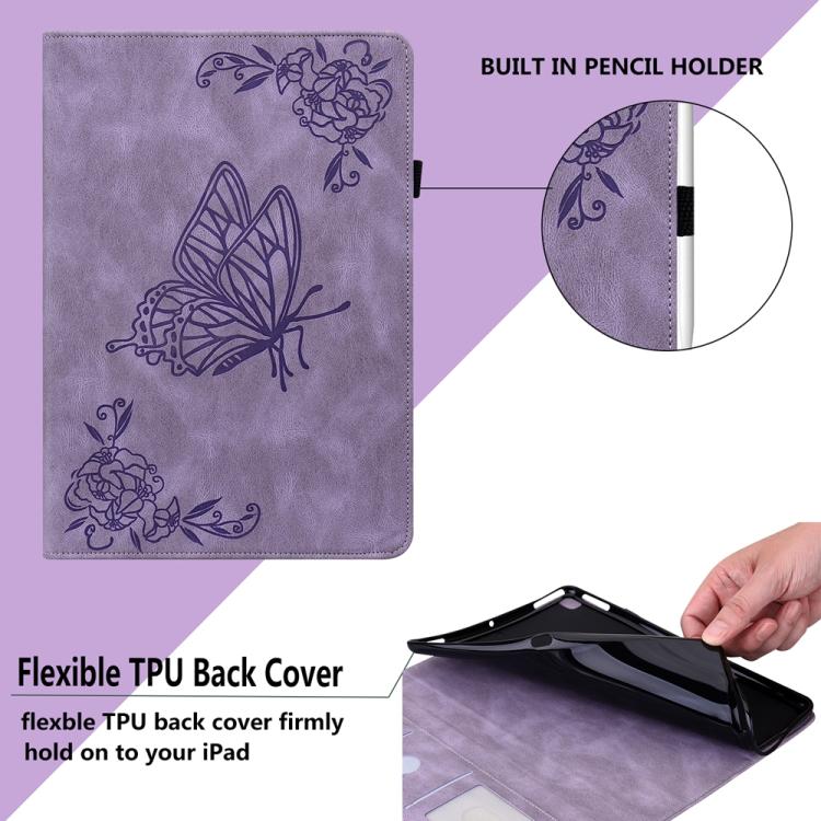 Funda de cuero con relieve de mariposa para tableta Xiaomi Redmi K Pad de 8,8 pulgadas (morado)
